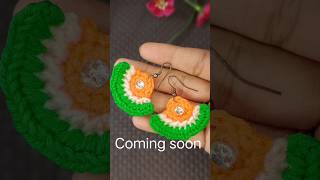 Crotchet Tiranga Earrings #crosia #art#craft #handmade #tiranga song #shorts #short #yt shorts