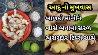 આદુ,આદુ નો મુખવાસ બનાવતી વખતે ખાસ ધ્યાન માં રાખવા માટે ની ટિપ્સ,આદુ નો મુખવાસ બાળકો પણ ખાઇ શકે એવો