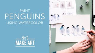 Let's Paint Penguins 🐧 | Holiday Watercolor Painting Tutorial by Sarah Cray of Let's Make Art