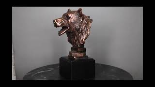 Ebros Wildlife Roaring Bear Bust Statue Bronze Electroplated Bear Figurine With Base