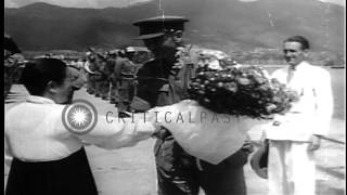 British troops arrive in HMS Unicorn to Korea during Korean War. HD Stock Footage