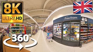 Step Inside a UK Supermarket in 8K VR 360° | Virtual Grocery Shopping Experience (Milton Keynes)