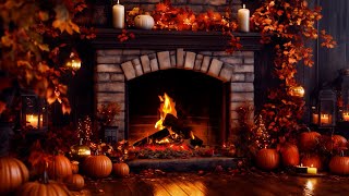 Cozy Autumn Fireplace 12 Hrs 🔥 Crackling Fire Atmosphere with Burning Logs [No Music]