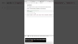 Sorted function in Python Sort numbers and words in Python #shorts #python #sort