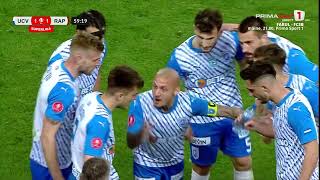 GOOOL! CSU Craiova – Rapid 1-1. Oltenii înscriu în inferioritate! Baiaram gol, pasă genială Mitriță!