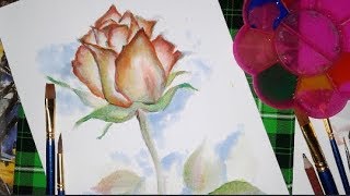 cara menggambar rose dengan water color