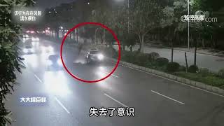 男子醉酒驾驶摩托，在马路上逆行飙车，撞上越野车后被甩飞5米高 #大案纪实 #真实事件 #酒驾醉驾 #逆行 #交通事故警示录