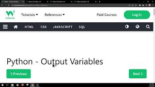 W3schools Python Output Variables
