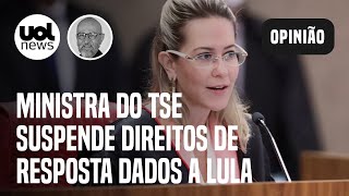 Ministra do TSE suspende direitos de resposta dados a Lula contra Bolsonaro em inserções