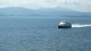 High speed ferry boat passing by at around 35 knots