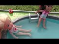 Elsa and Anna toddlers visit Elena’s house - outdoors - pool - water fun - splash - playdate