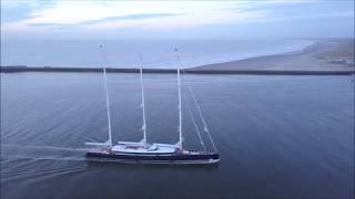 Royal Huisman's Sea Eagle II having its first days of sea trials