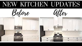 DIY KITCHEN UPDATES! | BACKSPLASH - HARDWARE - RANGE HOOD