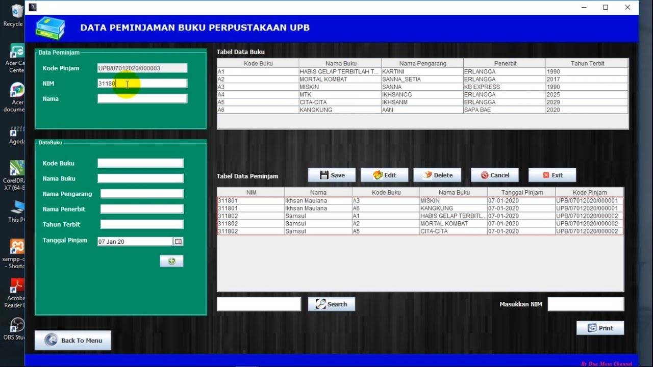 Membuat Aplikasi Program Perpustakaan Java GUI Netbeans + Mysql (Demo ...