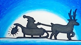 How To Draw Easy Scenery Christmas For Beginners |Drawing Easy Santa Claus Step By Step