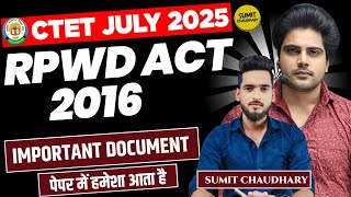 📢 Live | CTET July 2025 | RPWD Act 2016 | Inclusive Education | Paper 1 \u0026 2 | SumitChaudhary