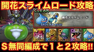 【ドラゴンクエストタクト】開花スライムロード攻略！Ｓランク無しの同編成でステージ１・２攻略する立ち回り！！