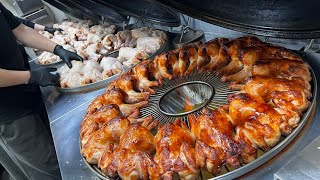 1,000 chickens sold out every day! Popular unique machine barbecue chicken - Korean street food