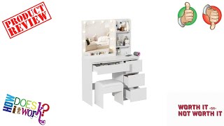 Product Build \u0026 Review - Vabches White Makeup Vanity Desk with Mirror and Lights from Amazon