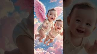 Adorable Flying Babies in a Magical Heavenly Sky | Whimsical Angelic Scene #Cute #cutebaby #baby