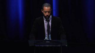 Wyatt Cenac from The Daily Show presents Writers Guild Award