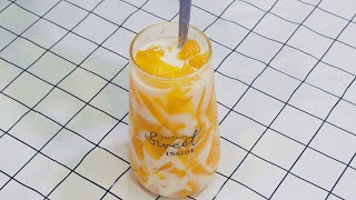 Homemade mango with milk, a sweet and smooth dessert, make one for your family~