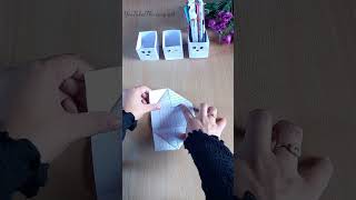 Notebook paper pen stand/storage box | Origami | No glue #shorts #diy #noglue #craft