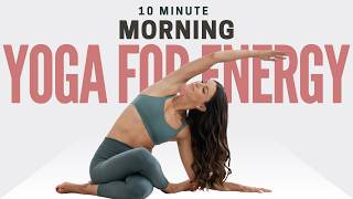 Wake up and feel HAPPY. 10 minute morning yoga flow from bed.