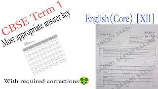 CBSE Class XII English Term 1 Most appropriate answer key