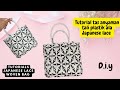 Japanese lace style woven plastic rope bag tutorial