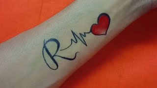 Making R letter temporary tattoo #shorts