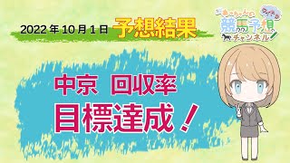 【JRA】10月1日中央競馬　シリウスSほか　中山・中京　予想結果の的中率・回収率