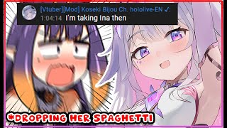 [ENG SUB/Hololive] Biboo's Rizz made Ina start dropping her spaghetti