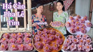 Đây là Cách làm Há Cảo Hoa Pha Lê Tím của hai má con