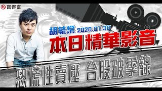 胡毓棠 股海淘金【恐慌性賣壓 台股破季線】影音分析2020/01/30