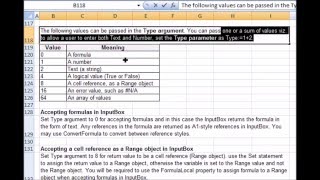 Using Input Box in vba code, the InputBox Method