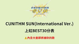 內含大量即將被砍的歌的CUNITHM SUN(International Ver.) 上虹BEST30分表