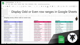 Display Odd or Even Row data Google Sheets