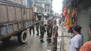 एका बिहानै धरानमा नगर प्रहरीको एक्सन, फुटपाथका पसल धरानमा पनि हटाउन सुरु ।#dharan