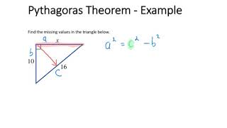 Pythagoras Theorem Calculating Non Hypotenuse Example 2