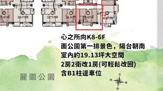 《北屯區》預售換約 心之所向K8-6F 面公園朝南2房平車$1098萬