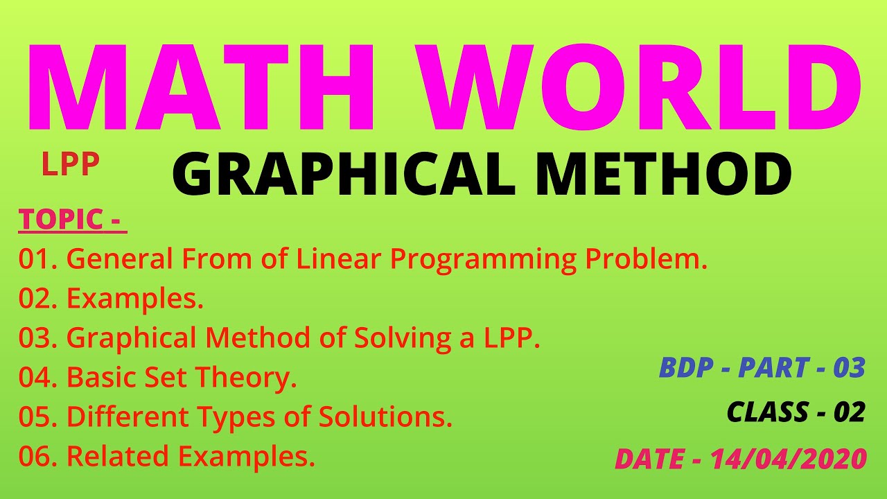 LINEAR PROGRAMMING PROBLEM [GRAPHICAL METHOD OF SOLVING A LPP] - YouTube