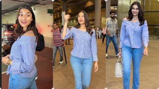 Saiee Manjrekar Looking Absolutely Super Cute 🥰 Sweet Gesture With Paparazzi At Airport