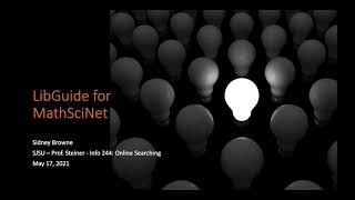 MathSciNet LibGuide Presentation - Info 244