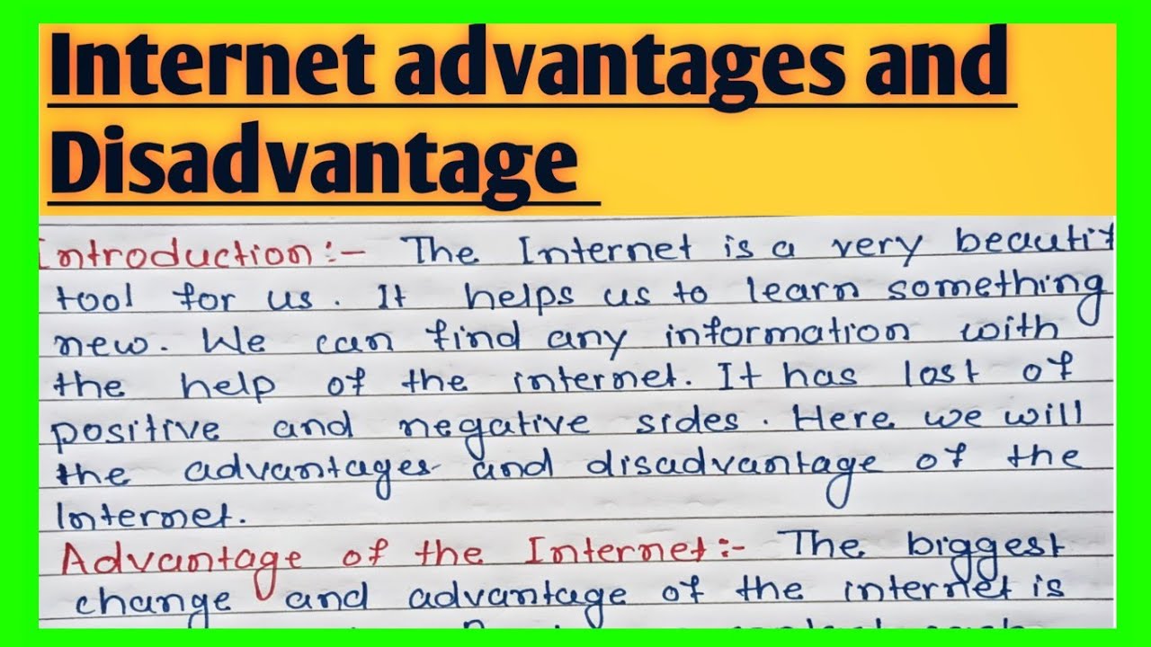 Advantages And Disadvantage Of Internet Essay In English L Internet ...