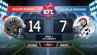 KFL U19 Varsity - Brader Raiders vs La Salle Spartans