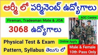 AOC Secunderabad online application process||3068 post's|10th pass|Army ordnance corps Notification.