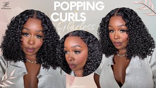 MUST BUY ONLY $150| GLUELESS POPPING CURLY 8'5 BOB WIG! EASIEST INSTALL OF 2025! FT. HERMOSA HAIR