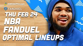 FanDuel NBA Lineups Thursday 2/24/22 | NBA DFS FanDuel ConTENders Awesemo.com Today