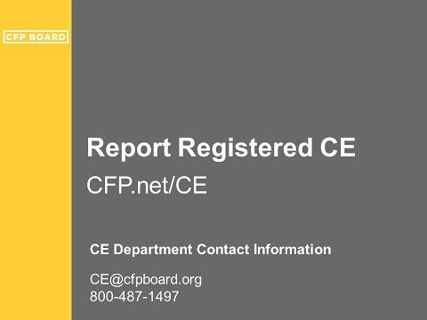 Report Registered Continuing Education Credits Report Registered Continuing Education Credits